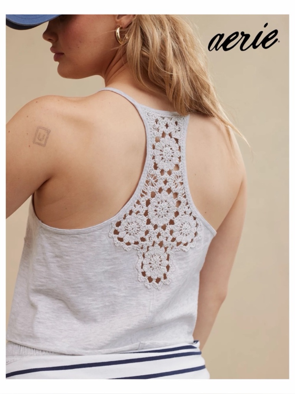 NWOT Aerie Summer House Crochet Back
Cropped Tank Top